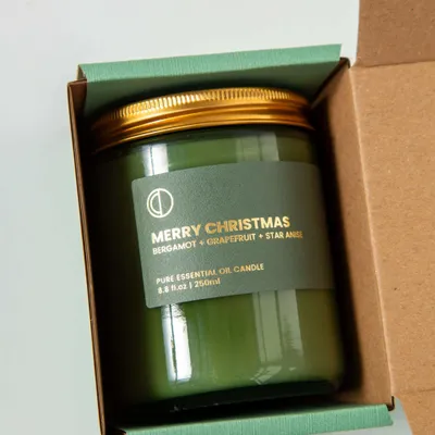 Candles - Merry Christmas (Bergamot + Cinnamon + Grapefruit + Orange + Star Anise) | Green Jar Candle |250ml - OCTŌ