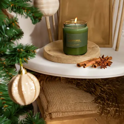 Candles - Pumpkin Spice (Cinnamon + Clove + Ginger) | Green Jar Candle |250ml - OCTŌ