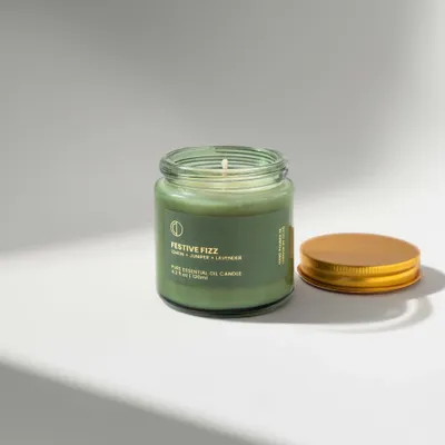 Candles - Festive Fizz (Lemon + Juniper + Lavender) | Green Jar Candle | 250ml - OCTŌ