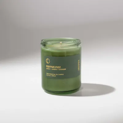Candles - Festive Fizz (Lemon + Juniper + Lavender) | Green Jar Candle | 250ml - OCTŌ