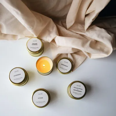 Candles - Golden Metal Box Candle | Different scents 100 ml |Lavender - OCTŌ