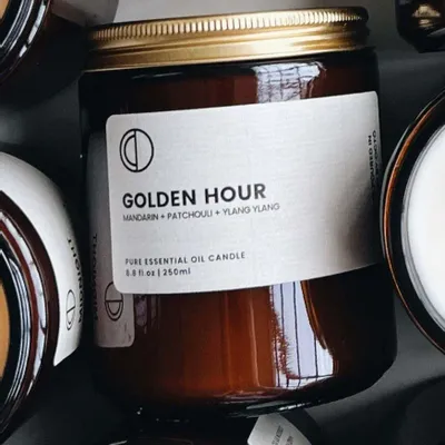 Candles - Golden Hour (Mandarin + Patchouli + Ylang Ylang) | Amber Jar Candle |250ml - OCTŌ