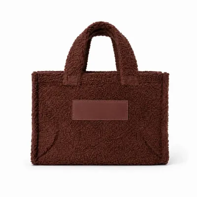 Bags and totes - Teddy tote bag in plush effect fabric - Chocolate Brown (37x16x28cm) - MOONPACK
