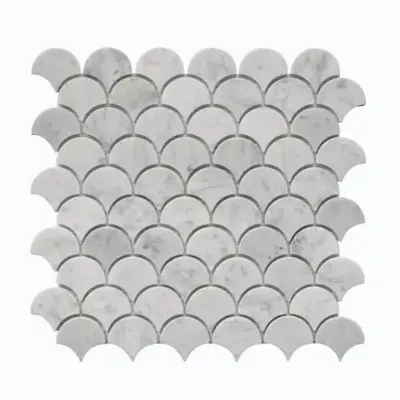 Mosaics - Carrara white fish scale marble mosaic - SAGIT