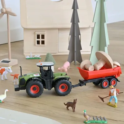 Jouets enfants - Tracteur CLAAS Xerion 5000 avec remorque Plastigam 1/43 - NOREV