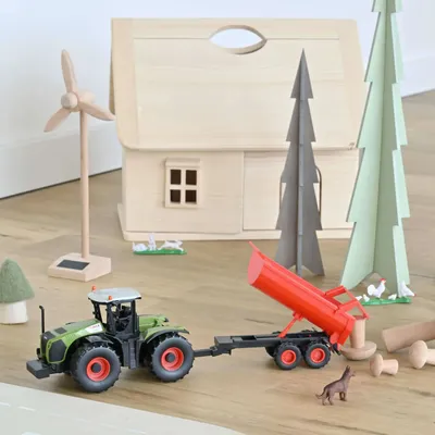 Jouets enfants - Tracteur CLAAS Xerion 5000 avec remorque Plastigam 1/43 - NOREV