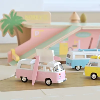 Jouets enfants - Voiture jouet VW Combi T2b Camper Van 1973 Rose Jet-car 1/43 - NOREV