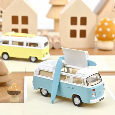 Jouets enfants - Voiture jouet VW Combi T2b Camper Van 1973 Bleu Pastel Jet-car 1/43 - NOREV
