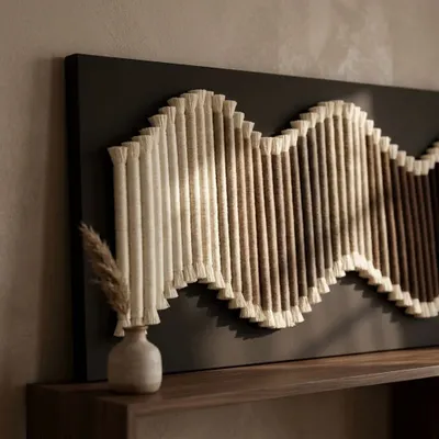 Autres décorations murales - Ethereal Wave : décoration murale textile 3D ombrée faite à la main av - SARMAL DESIGN
