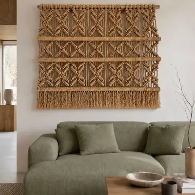 Tapestries - Beige Handcrafted Macramé Wall Hanging - NŒULUXE
