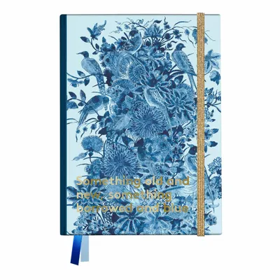 Papeterie bureau - Carnet en satin/nylon imprimé oiseaux et fleurs bleu de Delft - BIEN MOVES
