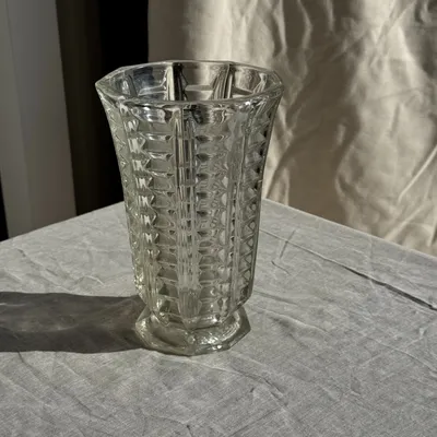 Vases - Vintage Geometric Molded Glass Flared Vase H21 - OFFICE OBJETS