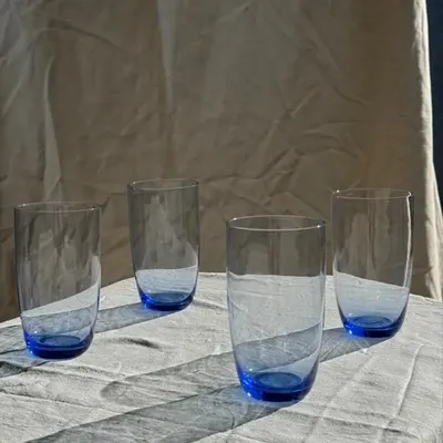 Glass - Set of 4 blue orangeade glasses H14 - OFFICE OBJETS