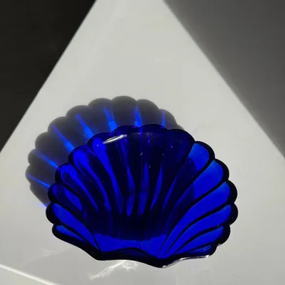 Decorative objects - D10" blue glass shell cup - OFFICE OBJETS