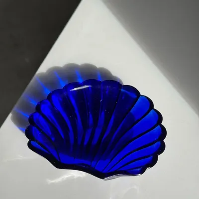 Decorative objects - D10" blue glass shell cup - OFFICE OBJETS