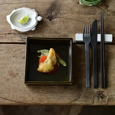 Formal plates - Reki - box plate & rest - MARUMITSU POTERIE