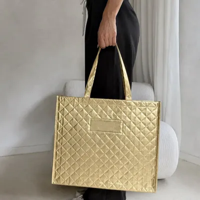 Bags and totes - Non-woven PP reusable bag -\" Oslo\” Gold (41x12x35cm) - MOONPACK