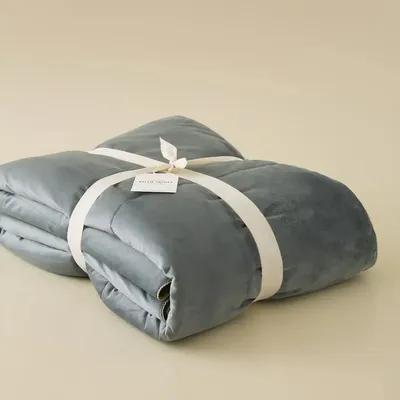 Throw blankets - Daïna storm grey bed throw - SYLVIE THIRIEZ