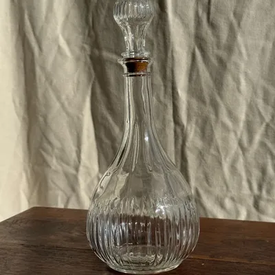 Carafes - Vintage carafe with round molded glass body with cork stopper H27 - OFFICE OBJETS