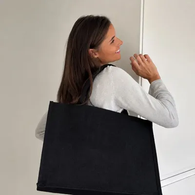 Bags and totes - Reusable Black Jute Bag — Ibiza L (45 × 20 × 34 cm) - MOONPACK