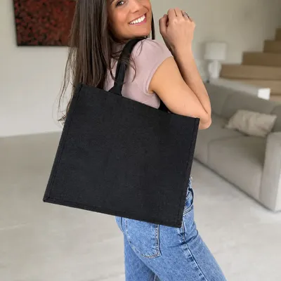 Bags and totes - Reusable Black Jute Bag - Ibiza M (35x15x30 cm) - MOONPACK