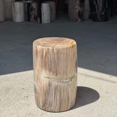 Stools - Small side table in beige grey petrified wood H28 D18 - 3325 - OFFICE OBJETS