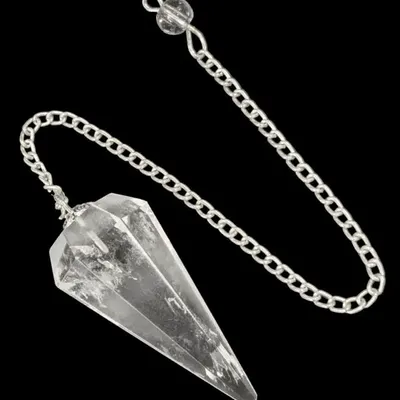Bijoux - Pendule Cristal de Roche du Brésil Conique 6 faces - ARABESK