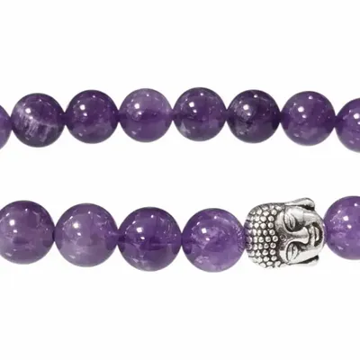 Bracelets - Bracelet Amethyste & Bouddha A perles 8mm - ARABESK