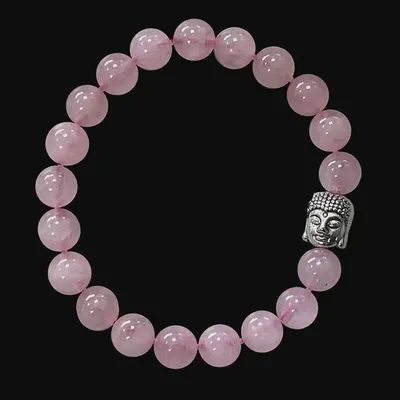 Bracelets - Bracelet Quartz rose & Bouddha perles 8mm - ARABESK