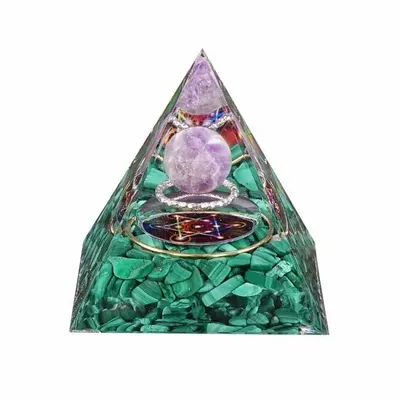 Decorative objects - Amethyst & Malachite Orgonite Pyramid – Metatron Base - ARABESK