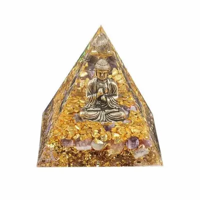 Objets de décoration - Orgonite Pyramide Buddha + Amethyste - ARABESK