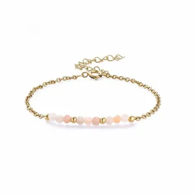 Bracelets - Faceted Pink Moonstone A Bracelet – Gold-Plated Stainless Steel - ARABESK