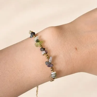 Bracelets - Bracelet Énergie en Tourmaline Multicolore A – Éclats de Pierre - ARABESK