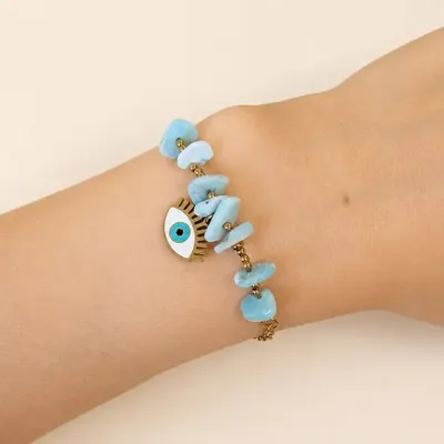 Bracelets - Larimar AA Protection Bracelet – Evil Eye - ARABESK