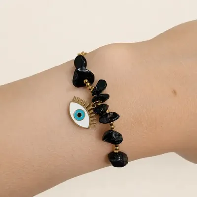 Bracelets - Protection Bracelet, Grade-A Black Tourmaline – Evil Eye - ARABESK