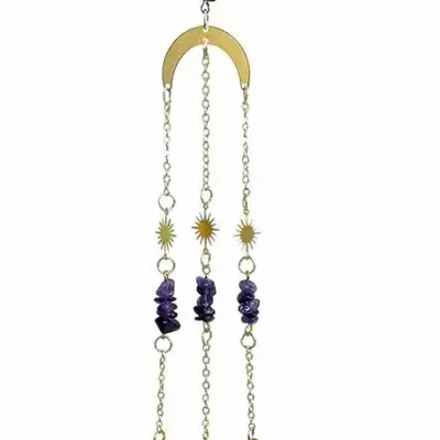 Decorative objects - Amethyst & Gold Moon Sun Catcher Mobile 42cm - ARABESK
