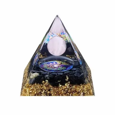 Objets de décoration - Orgonite Pyramide Quartz Rose & Obsidienne Noire Arbre de Vie - ARABESK
