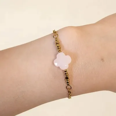 Bracelets - Lucky Bracelet, Rose Quartz – Clover - ARABESK