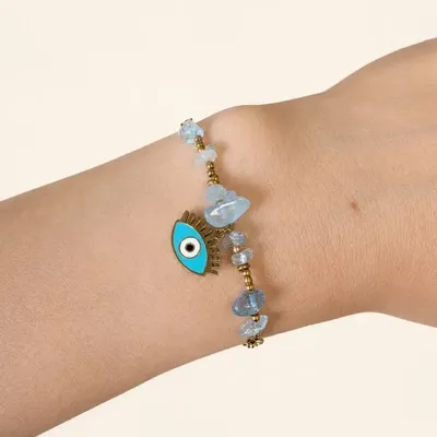 Bracelets - Aquamarine AA Protection Bracelet – Evil Eye - ARABESK