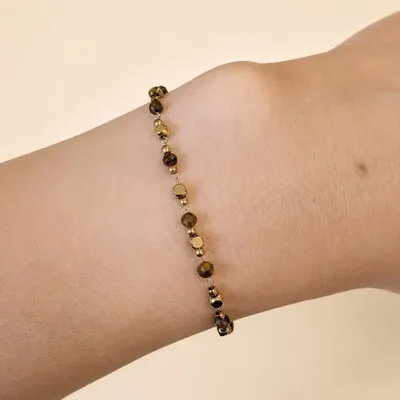 Bracelets - Energy Bracelet, Grade-A Tiger's Eye – Gold-Tone Beads - ARABESK