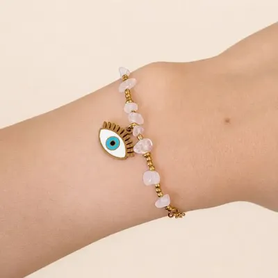 Bracelets - Protection Bracelet, Rock Crystal – Evil Eye - ARABESK