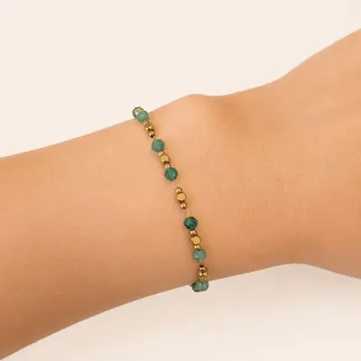Bracelets - Bracelet Énergie en Aventurine Verte A – Perles Dorées - ARABESK
