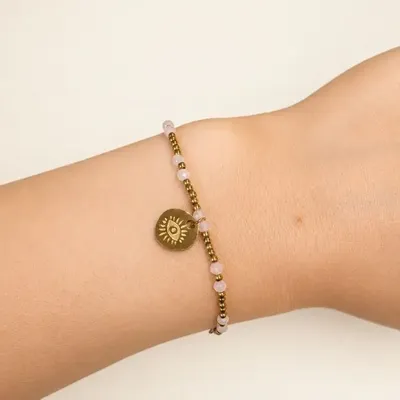 Bracelets - Rose Quartz Protection Bracelet A – Protective Eye - ARABESK
