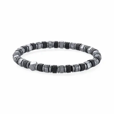 Bracelets - Lava Stone & Hematite Bracelet A, 6mm Beads - ARABESK