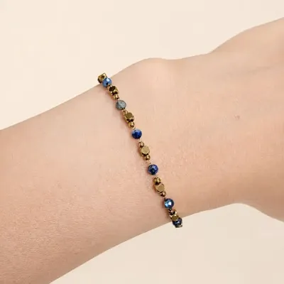 Bracelets - Energy Bracelet, Grade-A Lapis Lazuli – Gold-Tone Beads - ARABESK