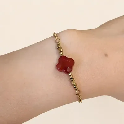 Bracelets - Lucky Bracelet, Carnelian – Clover - ARABESK