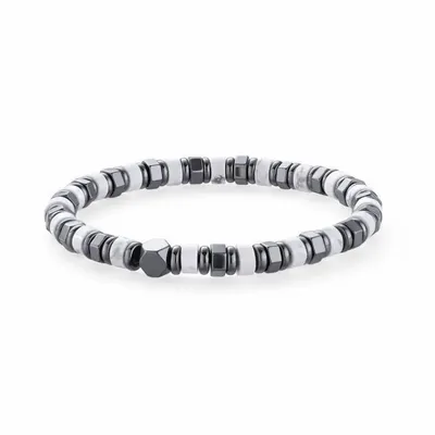 Bracelets - Howlite & Hematite A Bracelet, 6mm Beads - ARABESK