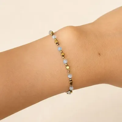 Bracelets - Aquamarine AA Energy Bracelet – Gold Beads - ARABESK