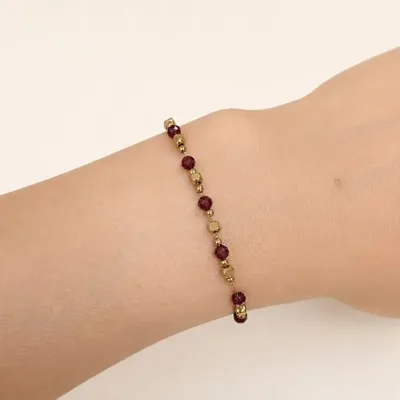 Bracelets - Garnet AA Energy Bracelet – Gold Beads - ARABESK
