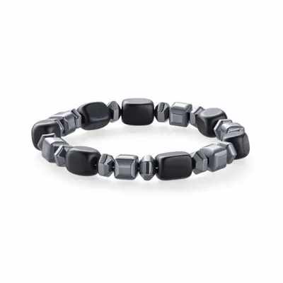 Bracelets - Black Obsidian & Hematite A Bracelet, 8mm Beads - ARABESK
